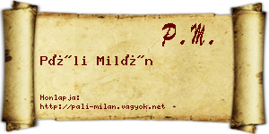 Páli Milán névjegykártya